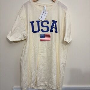 Tultex Cream USA Flag Tee
